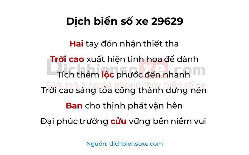 Dịch thơ biển số 29629