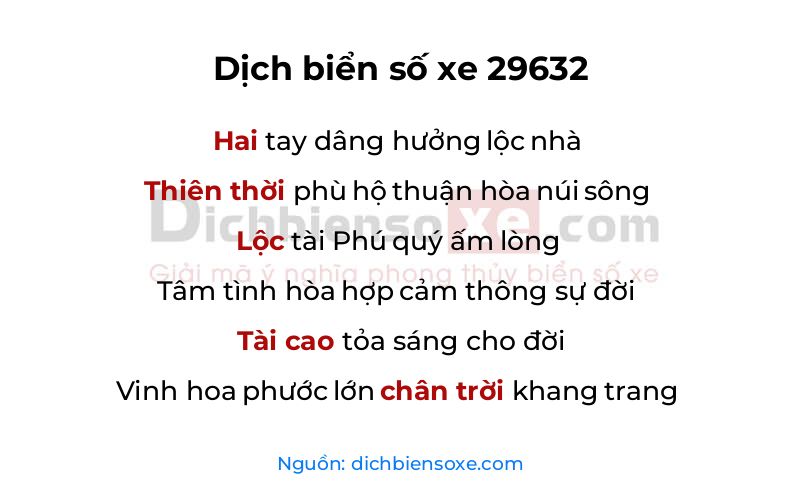 Dịch thơ biển số 29632