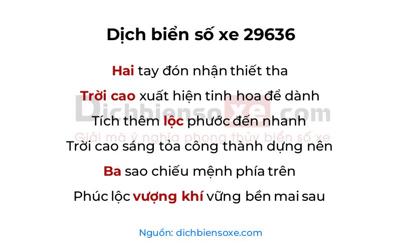 Dịch thơ biển số 29636