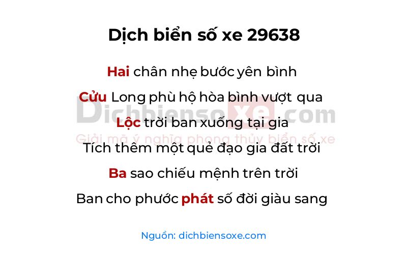 Dịch thơ biển số 29638