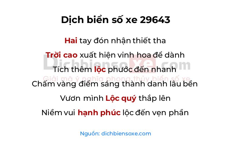 Dịch thơ biển số 29643