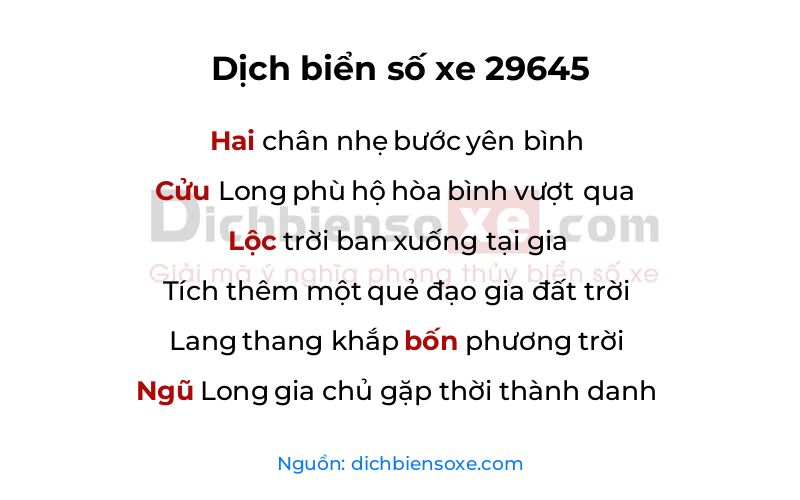 Dịch thơ biển số 29645