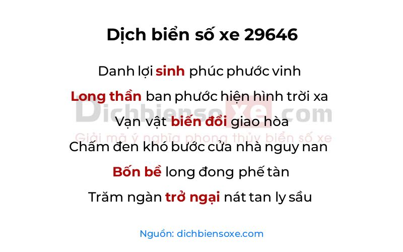 Dịch thơ biển số 29646