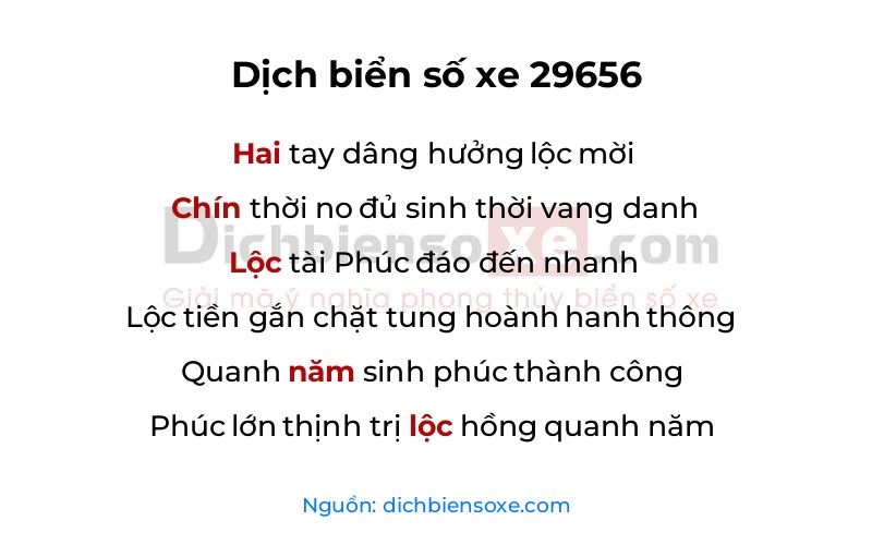 Dịch thơ biển số 29656