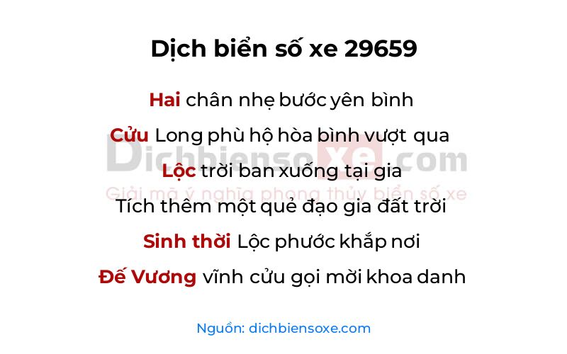 Dịch thơ biển số 29659