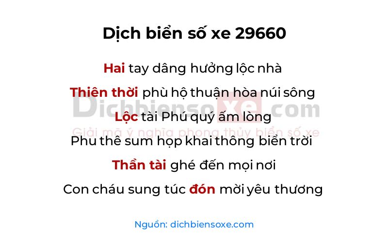 Dịch thơ biển số 29660