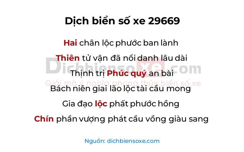Dịch thơ biển số 29669