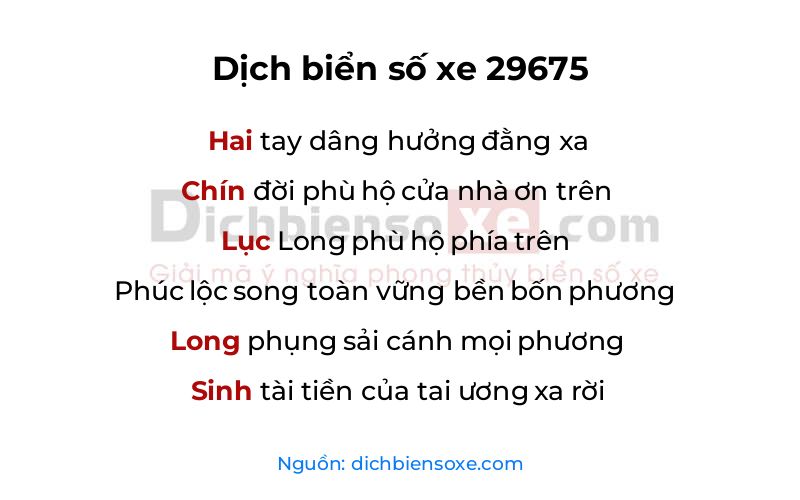 Dịch thơ biển số 29675