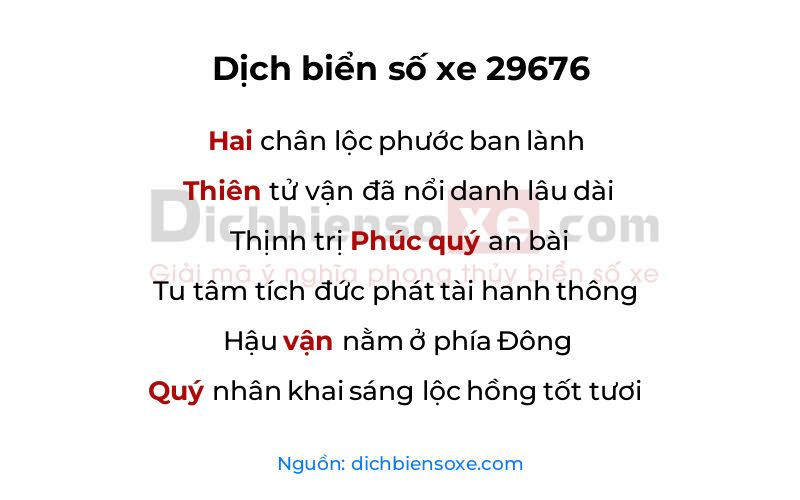 Dịch thơ biển số 29676