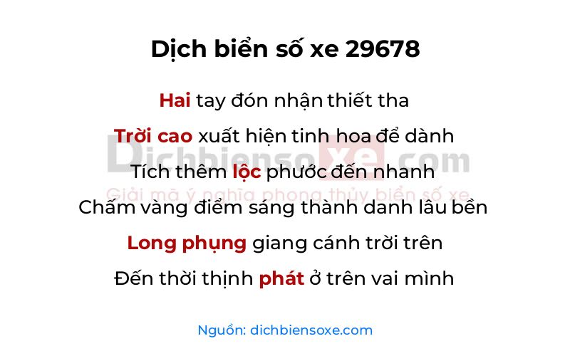 Dịch thơ biển số 29678