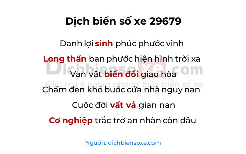 Dịch thơ biển số 29679