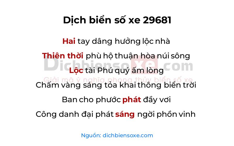 Dịch thơ biển số 29681
