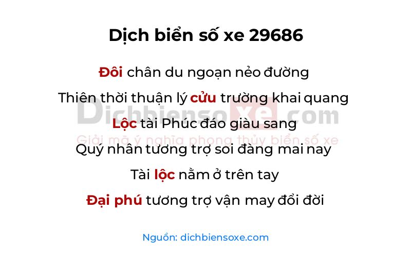 Dịch thơ biển số 29686