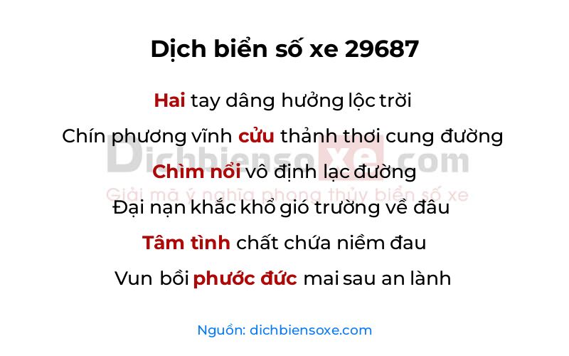 Dịch thơ biển số 29687