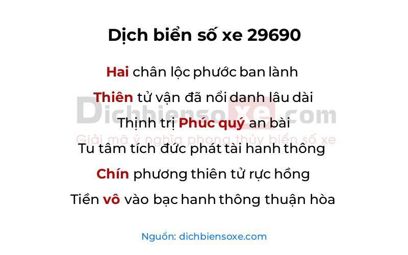 Dịch thơ biển số 29690