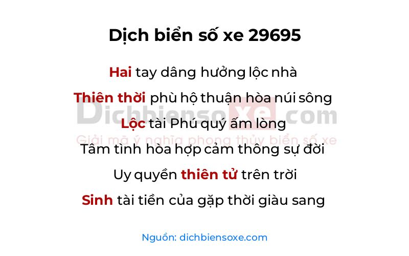 Dịch thơ biển số 29695