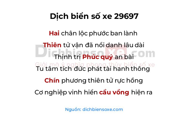 Dịch thơ biển số 29697