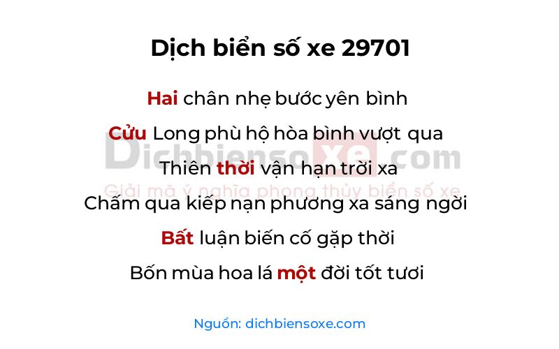 Dịch thơ biển số 29701