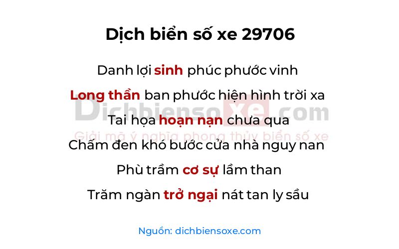 Dịch thơ biển số 29706