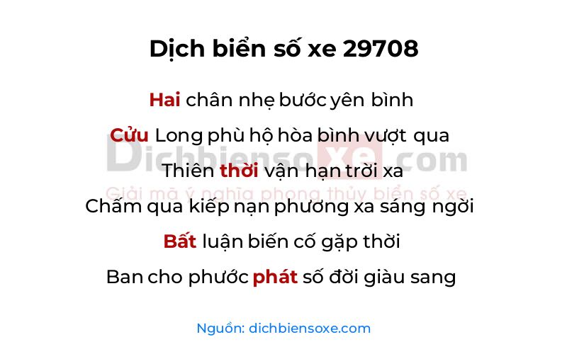 Dịch thơ biển số 29708