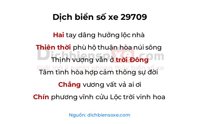 Dịch thơ biển số 29709