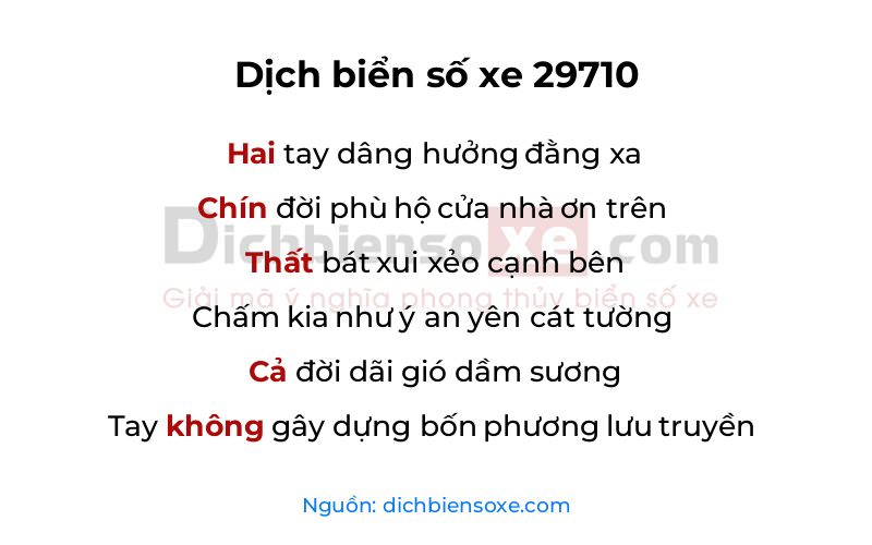 Dịch thơ biển số 29710