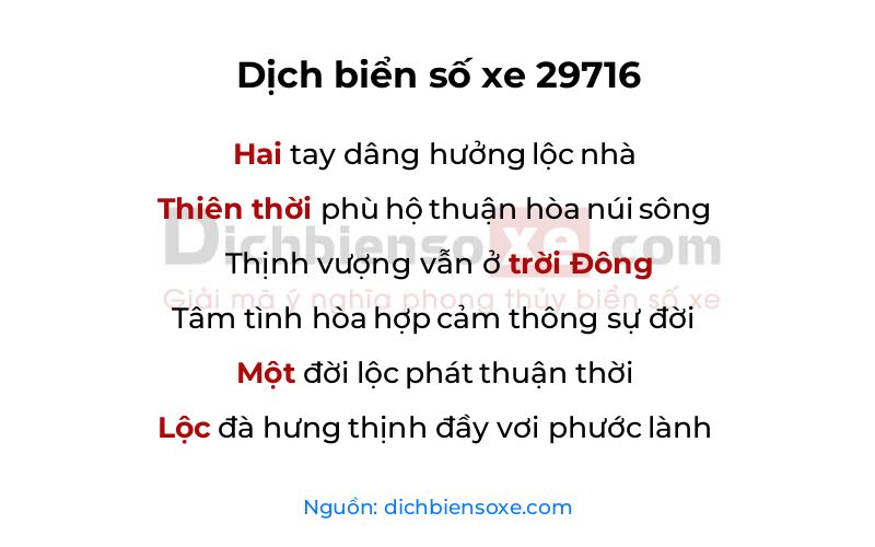 Dịch thơ biển số 29716
