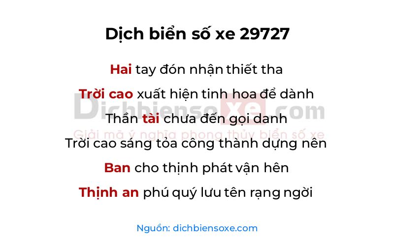 Dịch thơ biển số 29727