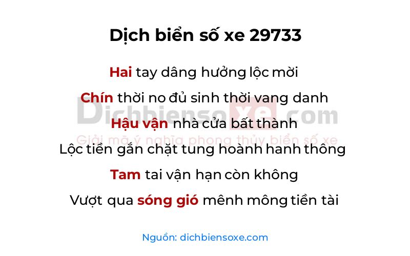 Dịch thơ biển số 29733