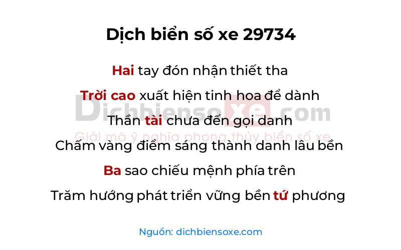 Dịch thơ biển số 29734