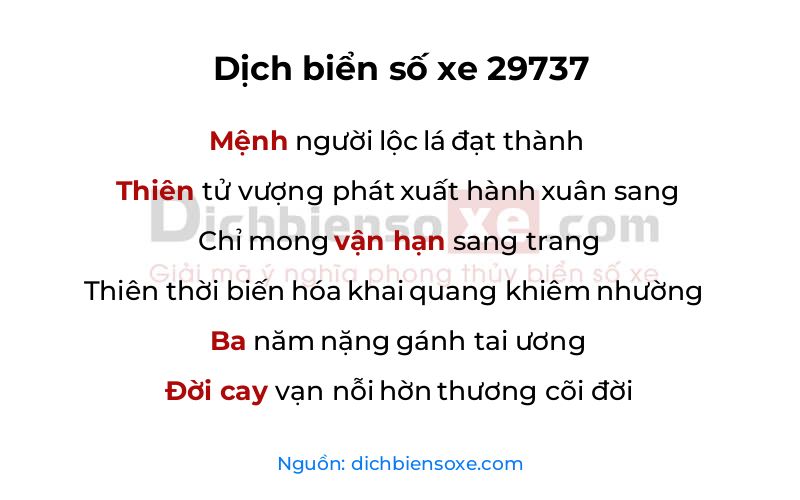 Dịch thơ biển số 29737