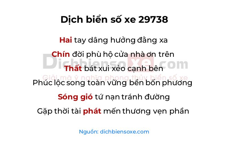 Dịch thơ biển số 29738