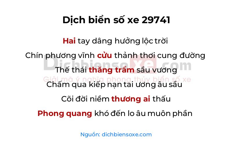 Dịch thơ biển số 29741
