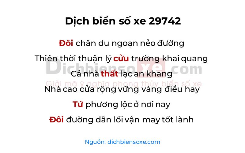 Dịch thơ biển số 29742