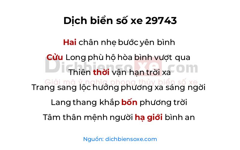 Dịch thơ biển số 29743