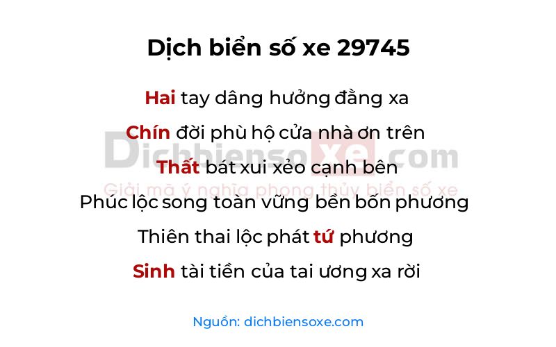 Dịch thơ biển số 29745