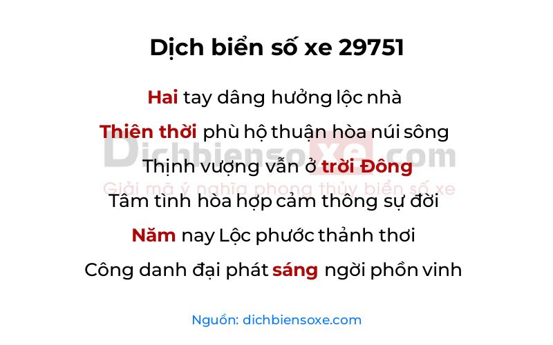 Dịch thơ biển số 29751