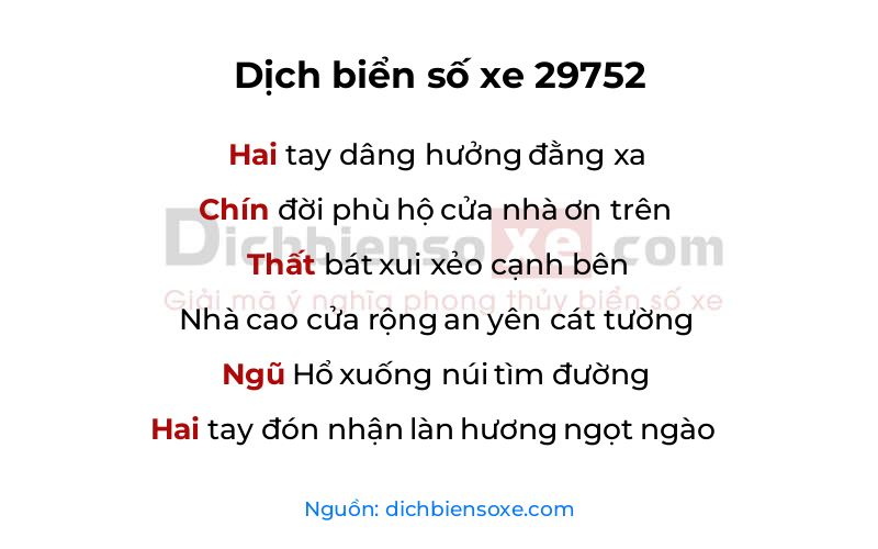 Dịch thơ biển số 29752