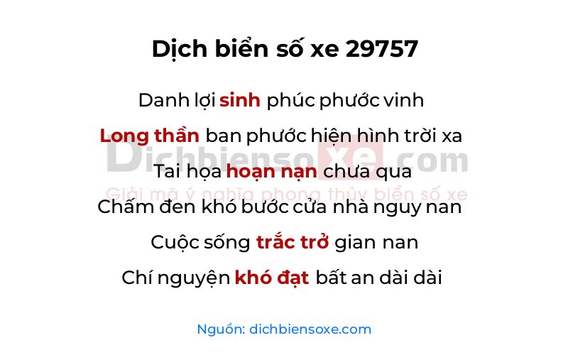Dịch thơ biển số 29757