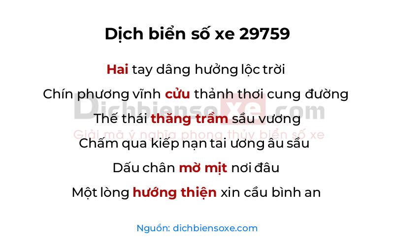 Dịch thơ biển số 29759
