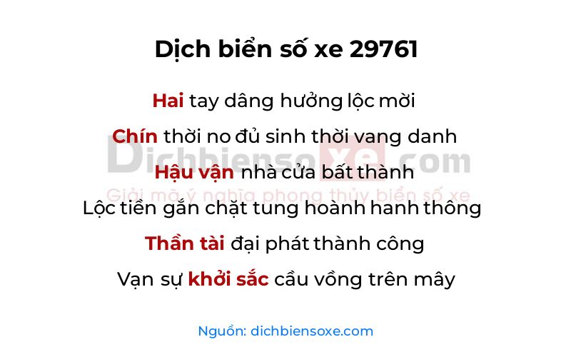 Dịch thơ biển số 29761