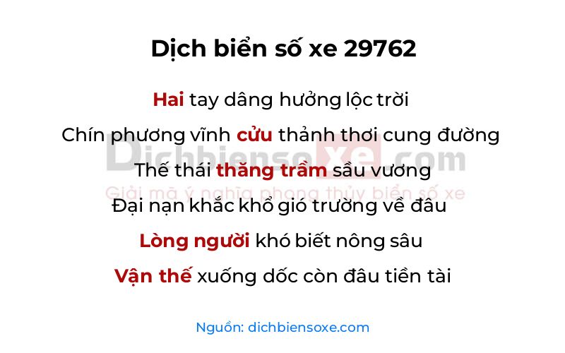 Dịch thơ biển số 29762