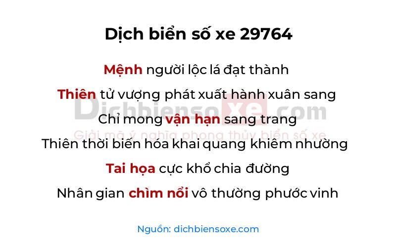 Dịch thơ biển số 29764