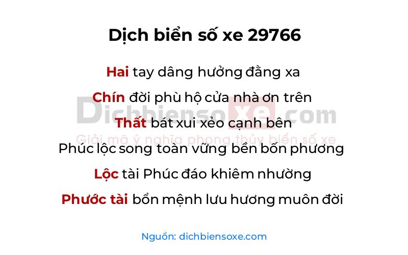Dịch thơ biển số 29766