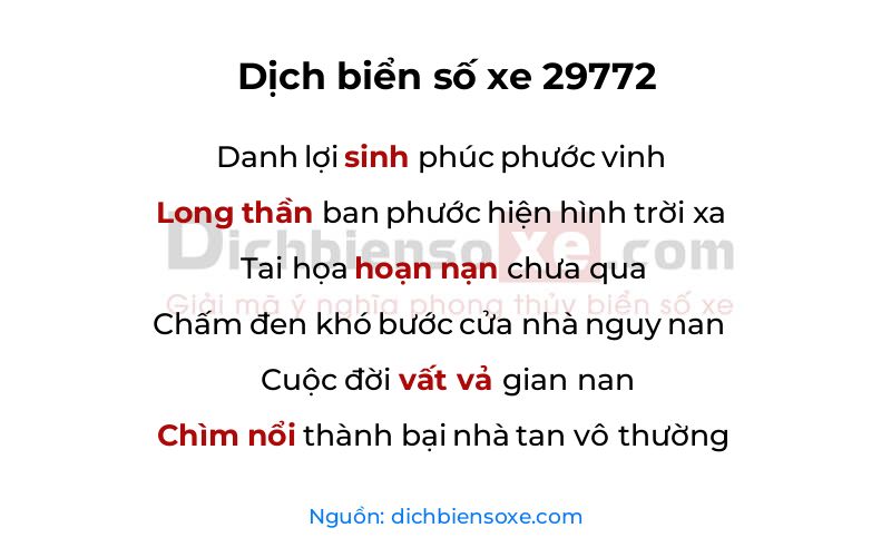 Dịch thơ biển số 29772