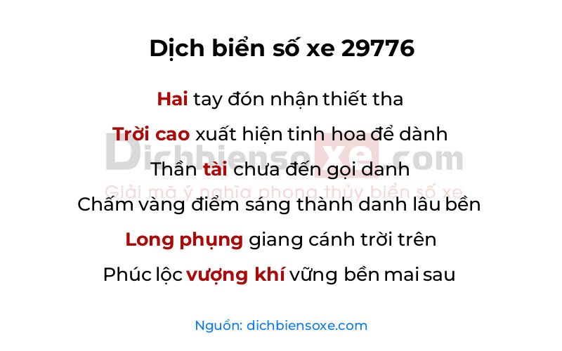 Dịch thơ biển số 29776