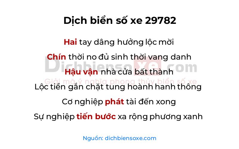 Dịch thơ biển số 29782