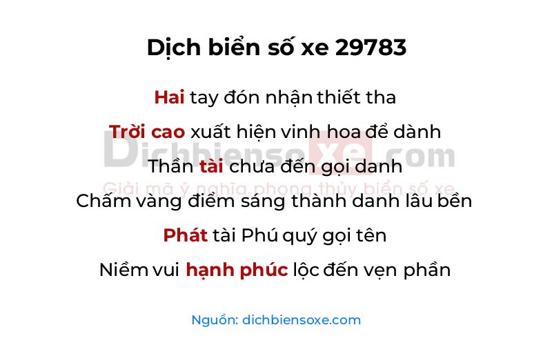 Dịch thơ biển số 29783