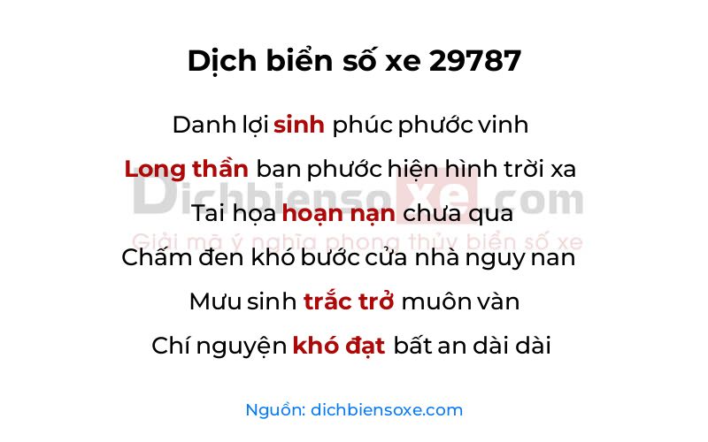 Dịch thơ biển số 29787