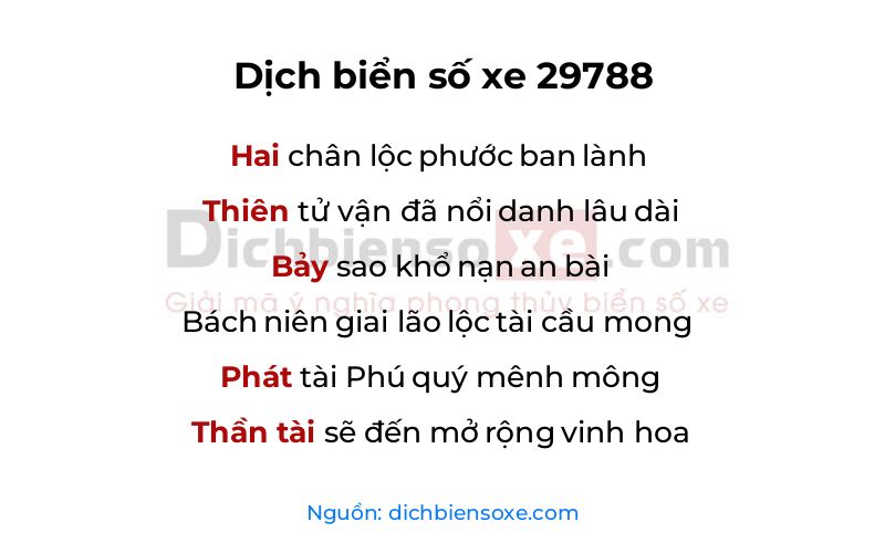 Dịch thơ biển số 29788